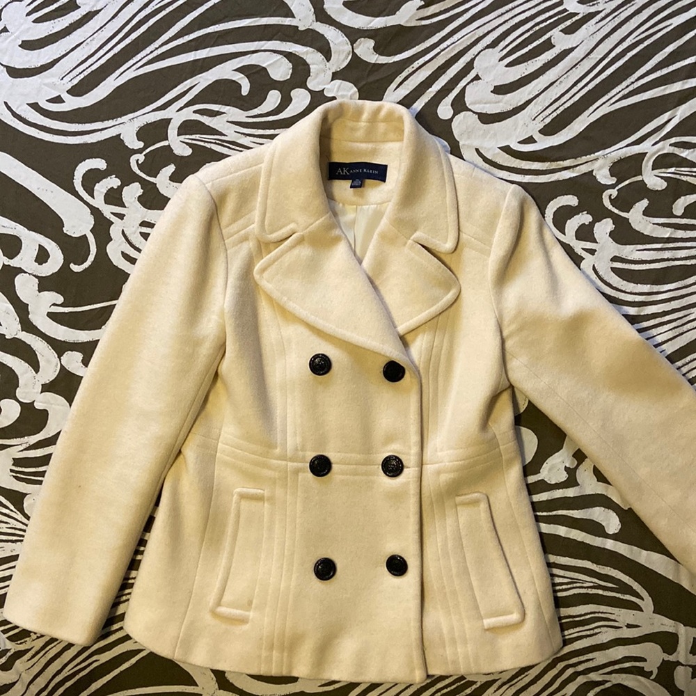 Anne Klein Stunning Winter White Pea Coat Gem